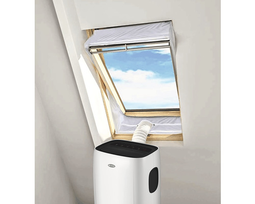 Scenă cu fereastră de mansardă, etanșare fereastră și aer condiționat