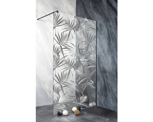 Duș Walk In Sanotechnik Sanoflex Freedom 2, 120x195 cm, sticlă printată, profil negru Duș Walk In Sanotechnik Sanoflex Freedom 2, 120x195 cm, sticlă printată, profil negru