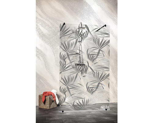 Duș Walk In Sanotechnik Sanoflex Freedom 1, 110x195 cm, sticlă printată, profil negru Duș Walk In Sanotechnik Sanoflex Freedom 1, 110x195 cm, sticlă printată, profil negru