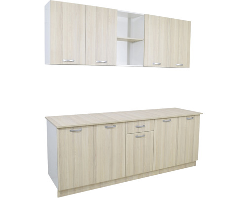 Mobilă de bucătărie, L 200 cm, alb/ulm deschis Mobilă de bucătărie, L 200 cm, alb/ulm deschis