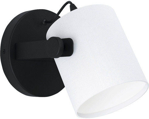 Lumină de perete cu abajur din material textil și suport negru