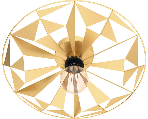 Plafonieră aurie cu design geometric și bec