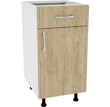 Corp inferior bucătărie 40 cm, 1 ușă 1 sertar, alb/lemn natural
