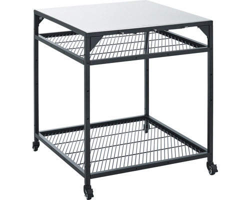 Cărucior de servire cu două rafturi din plasă și role