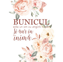 Grafică cu flori și text în limba română pentru bunic