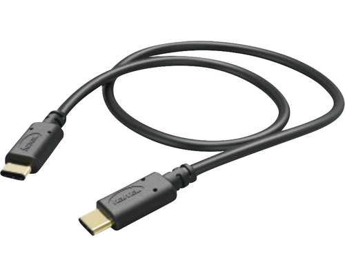 Cablu de date USB tip C -> USB tip C 2.0 Hama 1,5m negru (conectori tată auriți)