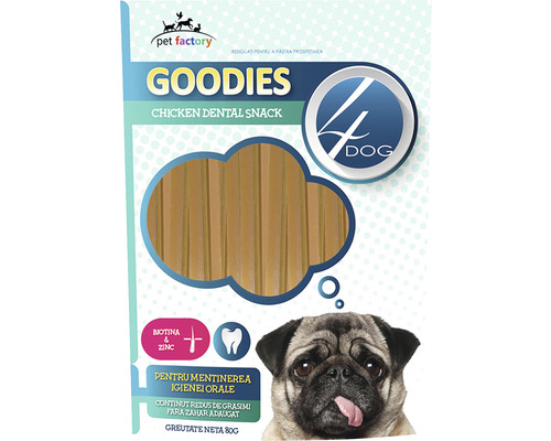 Recompensă pentru câini Goodies Dental Sticks cu pui și biotină 80 g