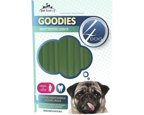 Recompensă pentru câini Goodies Dental Sticks cu mentă și calciu 80 g