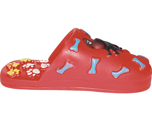 Sandale de baie roșie cu motiv de câine, oase și amprentă de labă