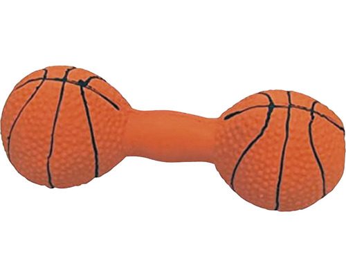 Jucărie pentru câini în formă de halteră cu model de baschet