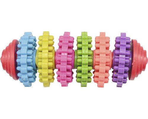 Jucărie pentru câini în formă de halteră cu model de roată dințată