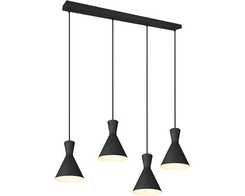 Lustr negru cu patru abajururi