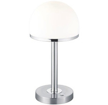 Lampă de masă cu abajur rotund și bază metalică