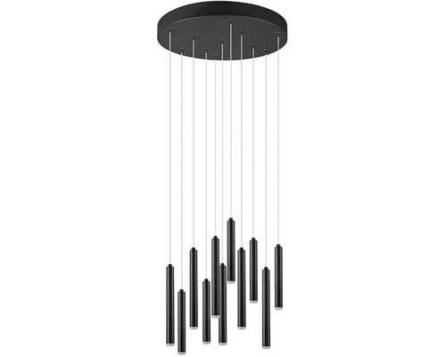 Lustră cu LED integrat Tubular 11x2,8W 3850 lumeni, Ø40 cm, negru