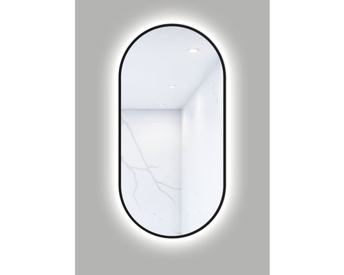 Oglindă baie cu LED Cordia Oval Line Blacklight 50x100 cm ramă neagră IP 44