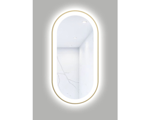 Oglindă baie cu LED Cordia Oval Line Premium 50x100 cm ramă aurie IP 44