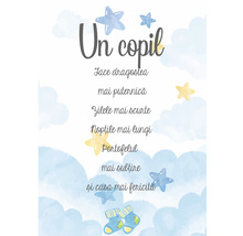 Ilustrație cu o poezie românească despre un copil