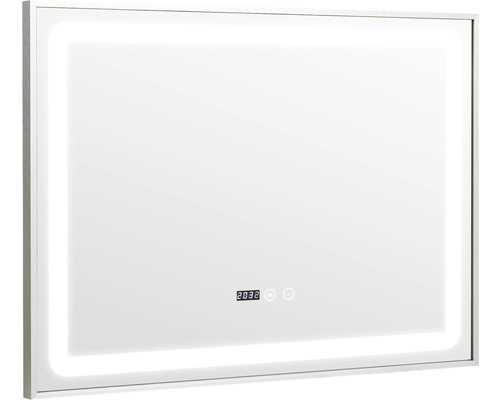 Oglindă baie cu LED, ramă aluminiu, dezaburire și funcție Touch 80x60 cm IP44 80-9-3-3K