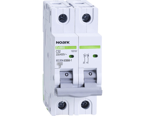 Disjunctor electric modular Noark 2P 10A 4,5kA, curbă C