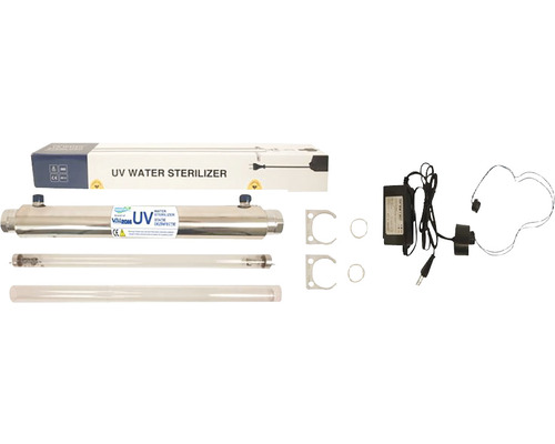 Set sterilizator de apă UV cu cutie, cameră de sterilizare, lampă UV, material de montare și sursă de alimentare