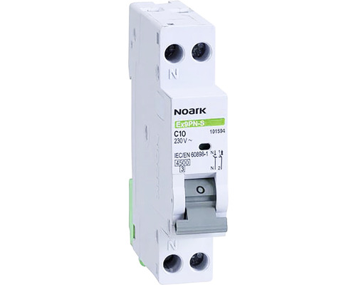 Disjunctor electric modular Noark 1P+N 10A 4,5kA, curbă C | HORNBACH