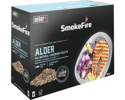 Peleți afumare pentru grătar Weber lemn de arin și fag 8 kg Weber SmokeFire peleți din lemn de arin, pachet de 8 kilograme