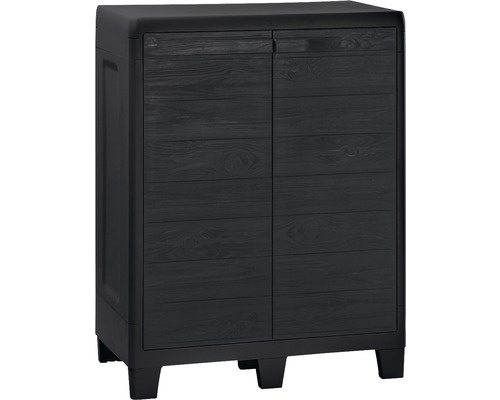 Dulap depozitare grădină pentru unelte Woody mic plastic 78x46x101 cm antracit Dulap cu două uși cu design din lemn