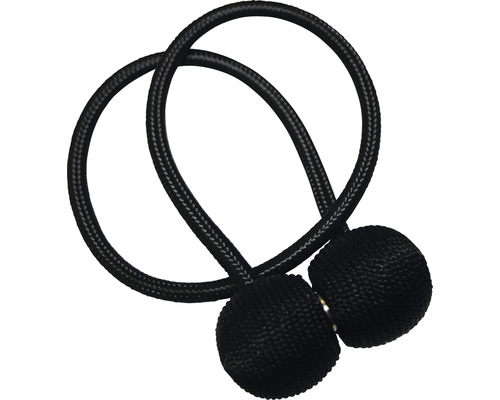 Legătoare draperie Flex-S cu magnet, negru, 48 cm, set 2 buc.