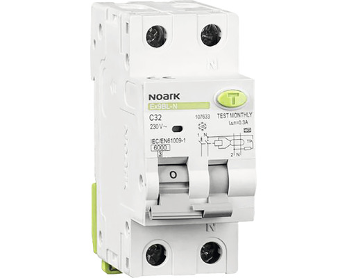 Întreruptor automat cu protecție diferențială Noark RCBO 1P+N 32A 6kA/30mA, curbă C
