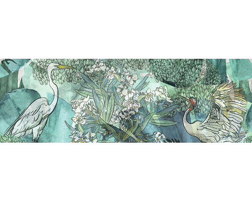 Ilustrație cu stârci, plante și copaci