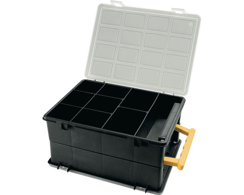 Cutie organizator dublă ArtPlast Valentino 24,2x18,8x12 cm, cu mâner de purtare Cutie de sortimente cu compartimente și mâner de transport