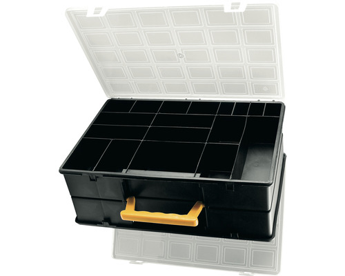 Cutie organizator dublă ArtPlast Valentino 36x25,2x12,8 cm, cu mâner de purtare Cutie de sortiment cu compartimente și mâner
