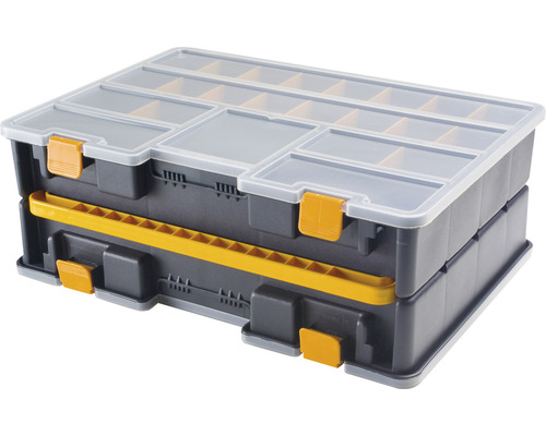Cutie organizator dublă ArtPlast Valentino 44,3x31,7x16 cm, cu mâner de purtare Cutie de sortimentare cu compartimente și mâner