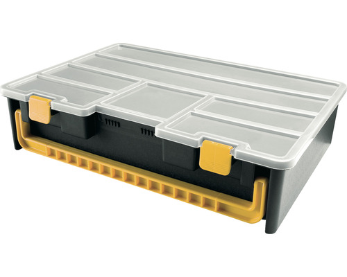 Cutie de scule cu capac transparent și compartimente