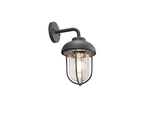 Lumină de perete gri cu abajur din sticlă și metal