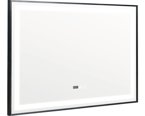 Oglindă baie cu LED, ramă neagră, funcție Touch 100x70 cm IP44 100-7-3K-3-N