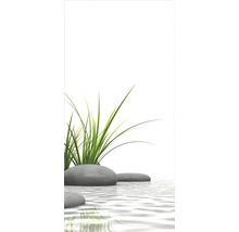 Aranjament decorativ cu pietre, apă și iarbă pentru o atmosferă liniștită