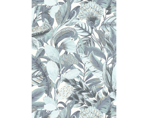 Tapet vlies Elle Decoration 2 model floral turcoaz 10,05x0,53 m Tapet cu model floral de frunze și flori