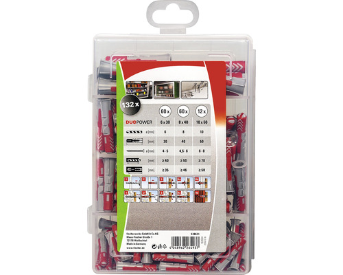 Set dibluri Fischer DuoPower, 132 bucăți, dimensiuni diferite