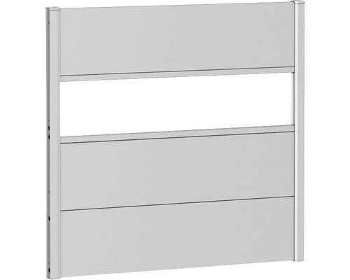 Panou grădină Biohort cu inserție sticlă acrilică 100x90 cm argintiu metalizat Barieră de protecție împotriva inundațiilor cu profile de aluminiu