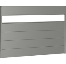 Gard de grădină din aluminiu cu elemente orizontale și o zonă deschisă în partea de sus