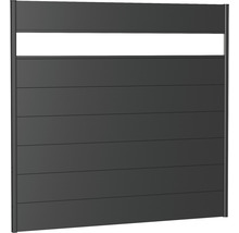 Gard de confidențialitate din aluminiu cu lamele orizontale și element de iluminare