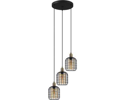 Lampa suspendată cu trei lumini în design de cușcă