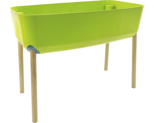 Jardiniere înaltă din plastic cu picioare din lemn