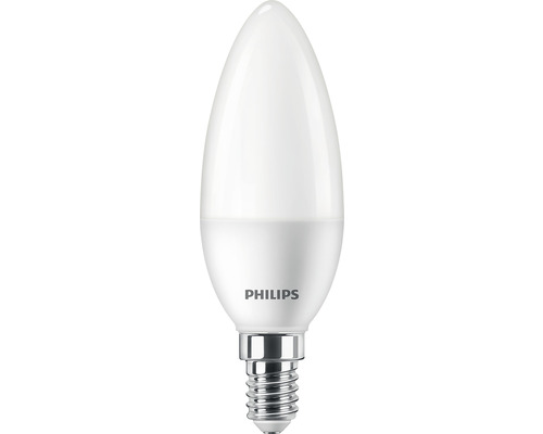 Becuri LED Philips E14 7W 806 lumeni, glob mat lumânare, lumină caldă, 2 bucăți
