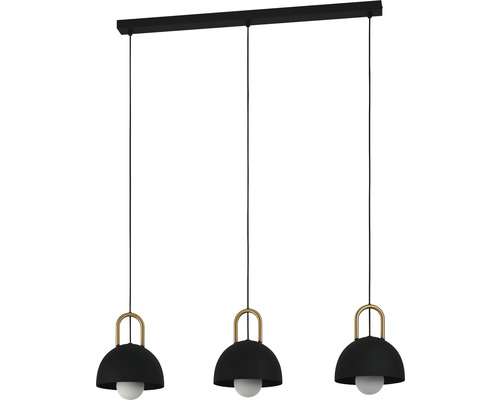 Lumină suspendată cu trei becuri, abajururi și sistem de prindere