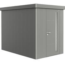 Cabină de grădină gri cu ușă și element de fereastră
