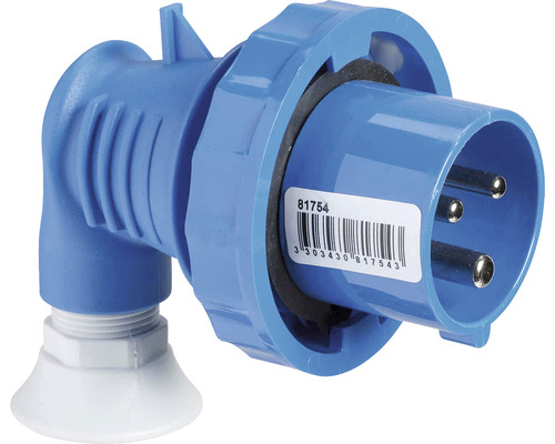 Ștecher industrial 2P+E Schneider PratiKa 32A albastru, cu cot 90°, pentru exterior IP67 Ștecher industrial 2P+E Schneider PratiKa 32A albastru, cu cot 90°, pentru exterior IP67