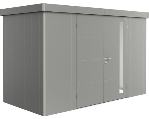 Magazie grădină Biohort Neo 1D metal ușă dublă 348x180 cm gri-cuarț metalizat Cabină de grădină metalică cu ușă dublă și fereastră