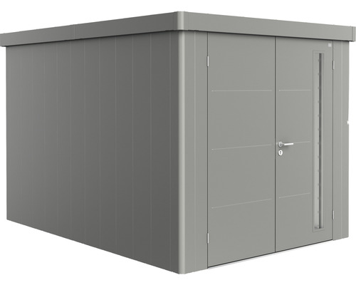 Magazie grădină Biohort Neo 4B metal ușă dublă 236x348 cm gri-cuarț metalizat Magazie de grădină gri cu ușă dublă și fereastră